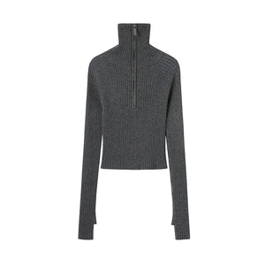 Stand-Up Collar Bottom Sweater