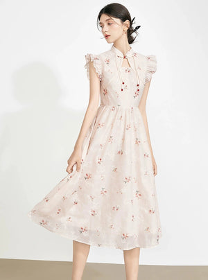 Stand-Up Collar Cheongsam Dress