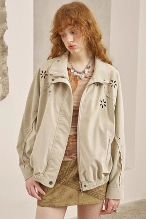 Stand-Up Leather Jacket