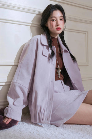 Stand-Up Velvet Chenille Jacket Set