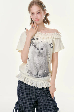 Star Dust Cat Lace T-Shirt