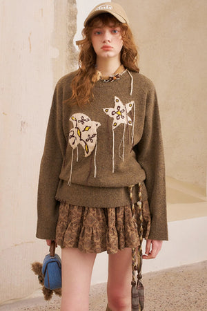 Star Fringe Long Sleeve Sweater