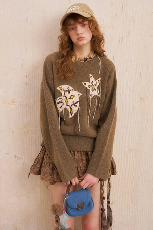 Star Fringe Long Sleeve Sweater