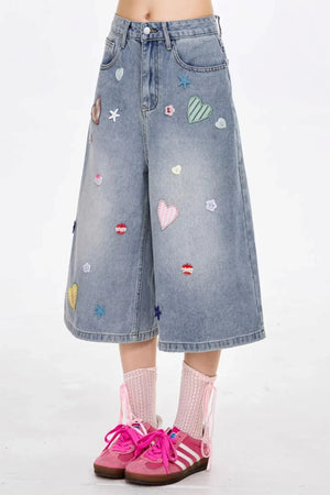 Star Heart Patchwork Pants