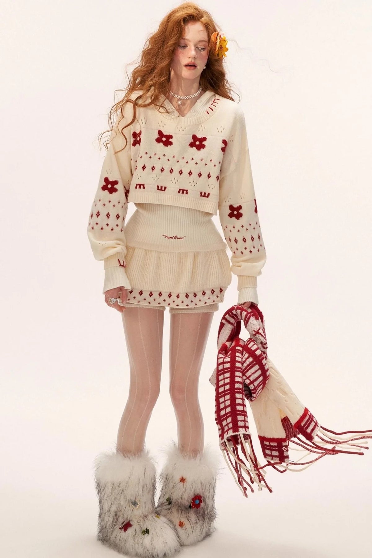 Star Jacquard Sweater Top Set-Up