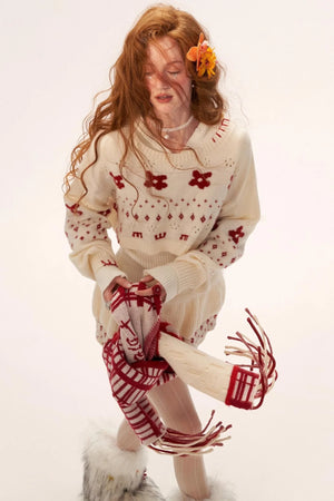 Star Jacquard Sweater Top Set-Up