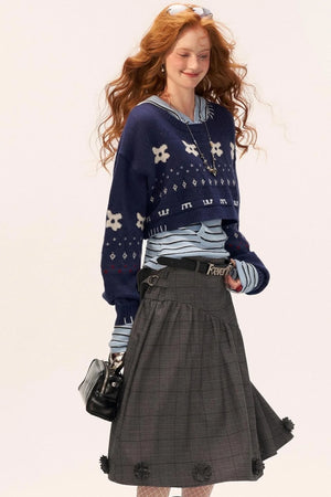 Star Jacquard Sweater Top Set-Up