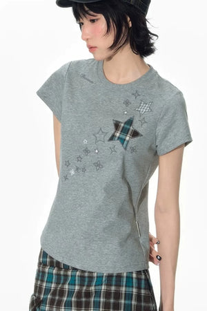 Star Patch Embroidered Short-Sleeve T-Shirt