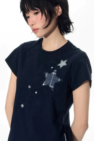 Star Patch Embroidered Short-Sleeve T-Shirt