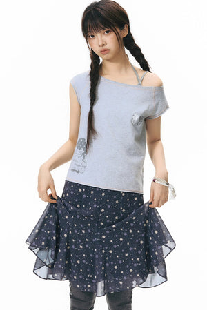 Star Print Fishtail Skirt