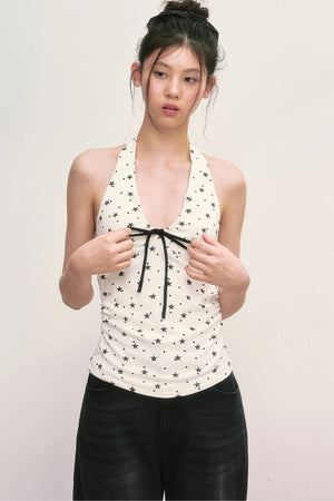 Star Print Halter Top