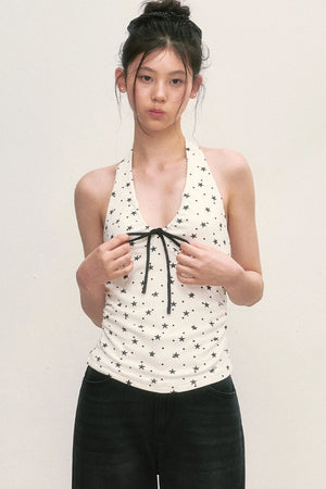 Star Print Halter Top