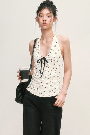 Star Print Halter Top