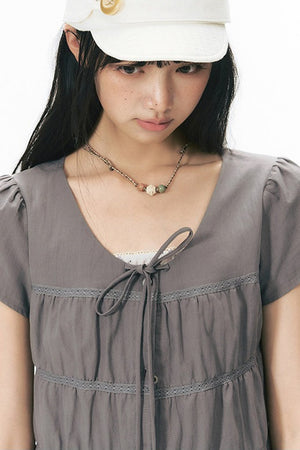 Star Print Layered-Look Short-Sleeve Shirt