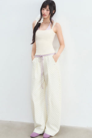 Star Print Wide Leg Pants