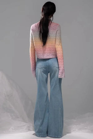 Starlight Blue Rhinestone Flared Jeans
