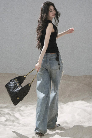 Starry Appliqué Denim Pants