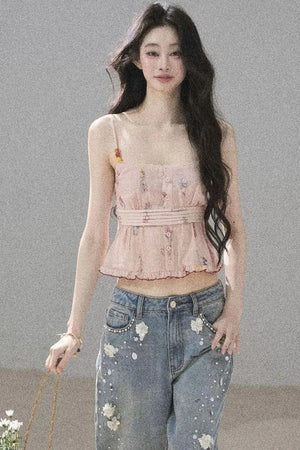 Starry Appliqué Denim Pants