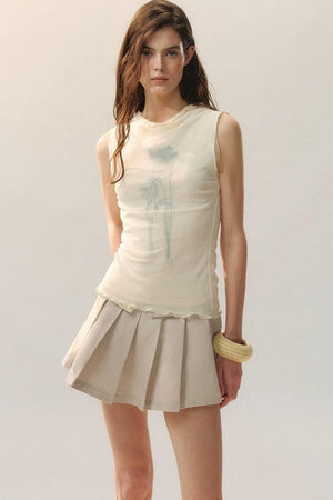 Starry Embroidered Pleated Skirt
