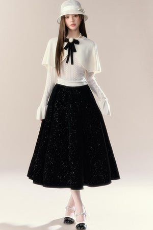 Starry Night Velvet Long Skirt