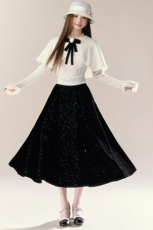 Starry Night Velvet Long Skirt