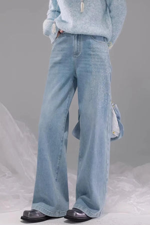Starry Sky Blue Rhinestone Jeans