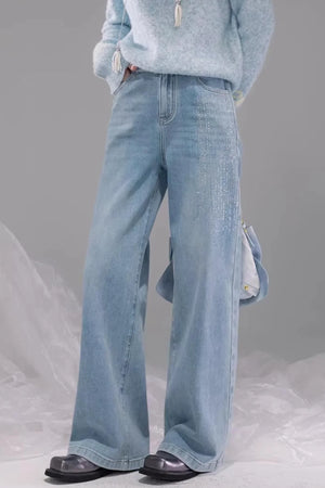 Starry Sky Blue Rhinestone Jeans