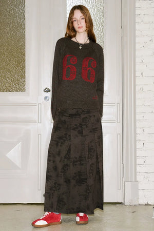 Stitched Pleated Layered Long Skirt