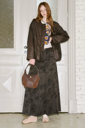 Stitched Pleated Layered Long Skirt