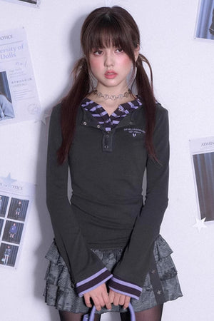 Stitching Hooded Tops & Skirt Set-Up