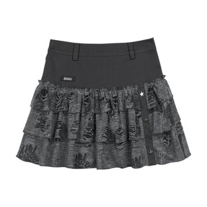 Stitching Hooded Tops & Skirt Set-Up
