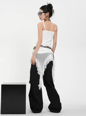 Straight Neck Irregular Hem Dress