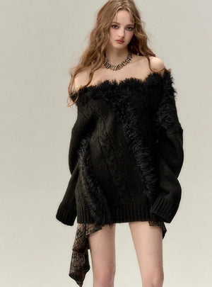 Straight Shoulder Knit Sweater