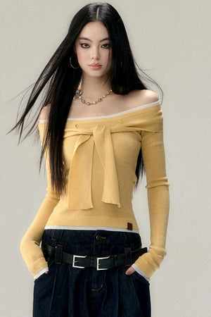 Straight Shoulder Knit Top