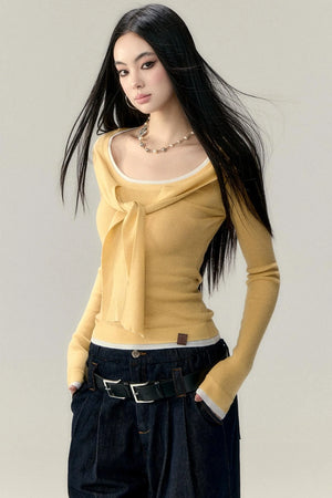 Straight Shoulder Knit Top