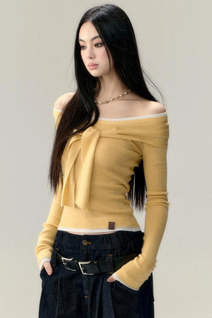 Straight Shoulder Knit Top
