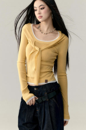 Straight Shoulder Knit Top