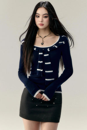 Straight Shoulder Knit Top