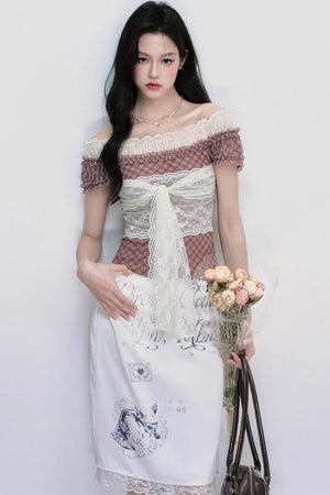 Strap Detail Off-Shoulder Lace Blouse