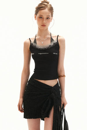 Strap Irregular Slit Skirt