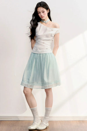Strawberry Bow A-Line Skirt