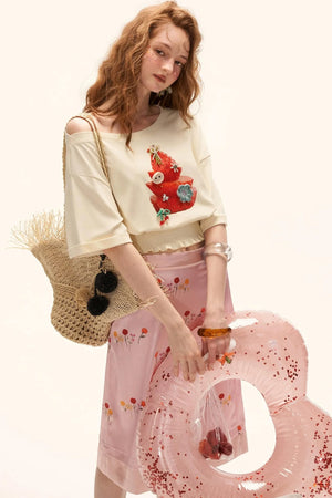 Strawberry Print Short Sleeve Top