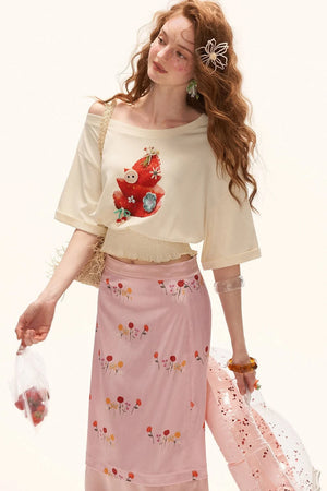 Strawberry Print Short Sleeve Top