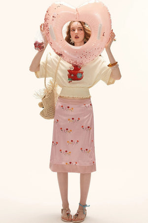 Strawberry Print Short Sleeve Top