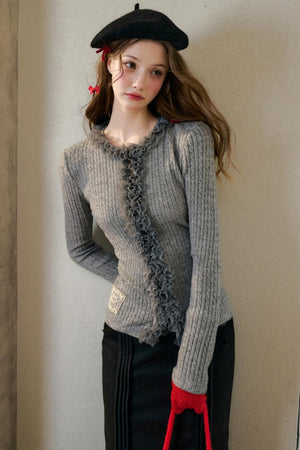 Stretch Knit Cardigan Sweater