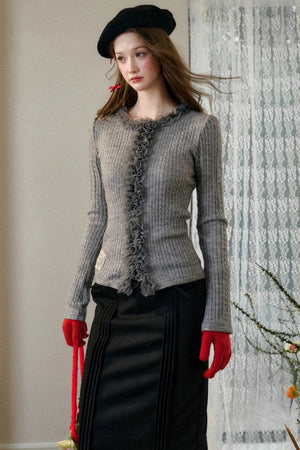 Stretch Knit Cardigan Sweater