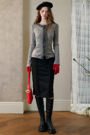 Stretch Knit Cardigan Sweater