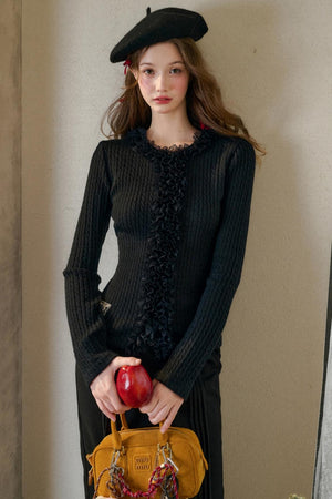 Stretch Knit Cardigan Sweater