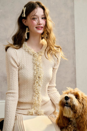 Stretch Knit Cardigan Sweater