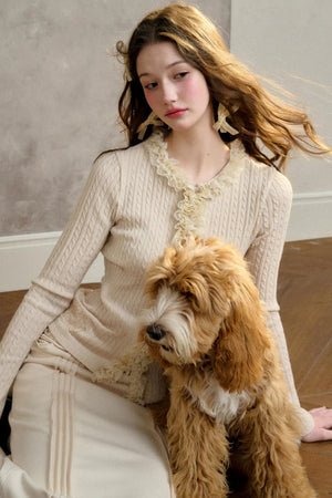 Stretch Knit Cardigan Sweater